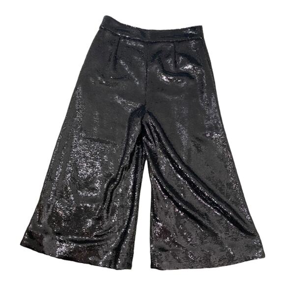 NWT MAJE PANTS WHIMSIGOTH FAIRY GRUNGE EDGY BLACK SEQUIN CROPPED PANTS WIDE LEG - Picture 5 of 11